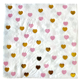 Pink and gold  - heart napkins