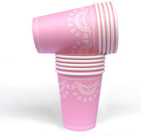 Pink Lovely Lace  - paper cups
