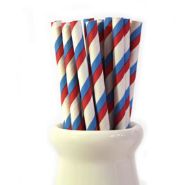 Paper Straws - Duo red + blue stripe