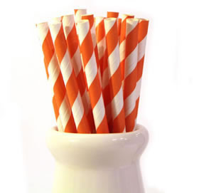 Paper Straws - Orange stripe