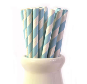 Paper Straws - Pale blue stripe