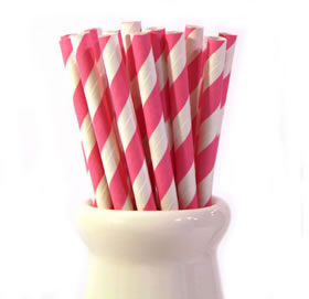 Paper Straws - Hot pink stripe