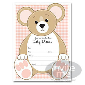 Baby Shower Teddy - Pink invitations