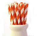 Paper Straws - Orange stripe
